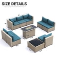 thumbnail image 4 of Amopatio 10 Pieces Patio Conversation Set With Firepit, Outdoor Sectional PE Rattan Wicker Furniture Seat,Peacock Blue, 4 of 11