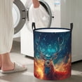 thumbnail image 5 of Sikiie Celestial Stag Cosmic Glow Print Round Dirty Clothes Basket, Waterproof Standing Foldable Storage Basket, for Laundry Room, Bedroom, Bathroom Storage-Medium, 5 of 6