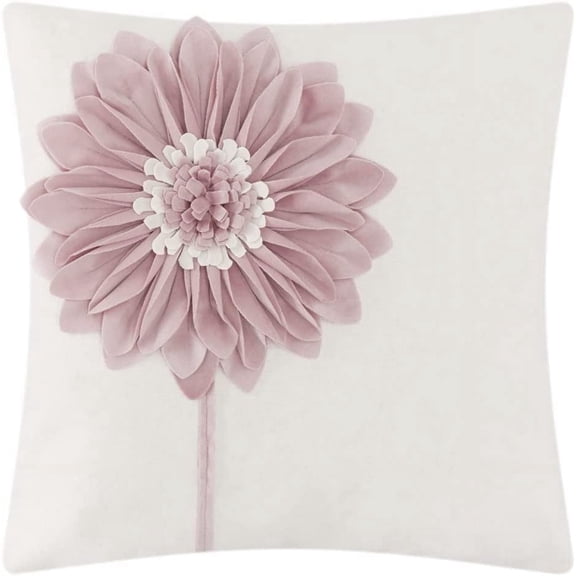 JWH 3D Room Decorative Flower Pillow Cover Square 18x18inch Dusty Pink for Sofa Chair Couch Decoration
