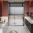 thumbnail image 2 of 60" wide x 72" high pivot shower door, 1/4" thick clear tempered glass pivot shower door, sturdy and stable, safe and reliable, with stainless steel handle, black, 2 of 12