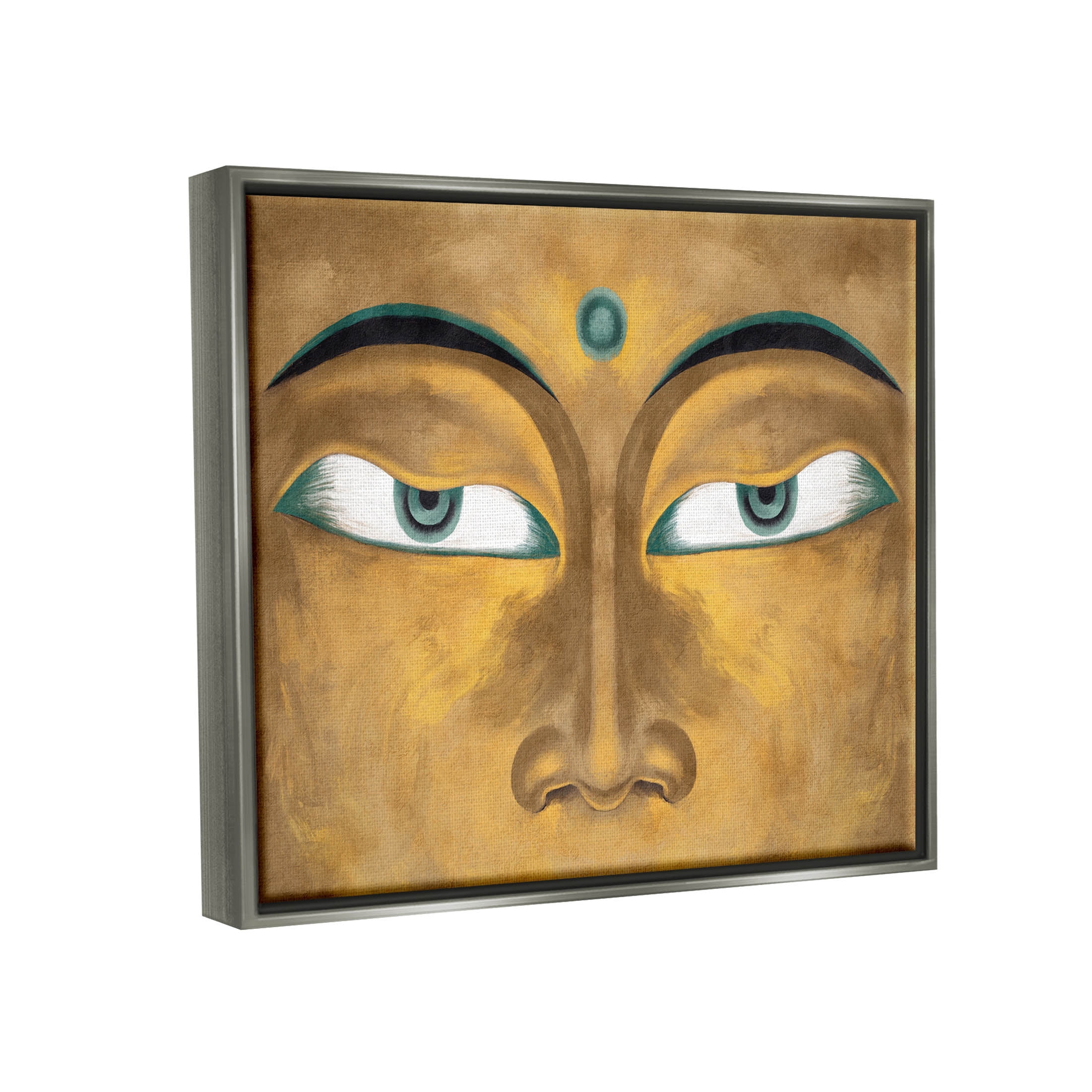 Stupell Industries Indian Bindi Close Up Portrait Graphic Art Luster Gray Floating Framed Canvas Print Wall Art, Design by Lil' Rue