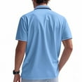 thumbnail image 4 of Summer Polo Shirts For Mens Round Neck Tee Button-Up Short Sleeve Tops Solid Classic Blosues Slim Fit Textured Tunics Shirts Trends Lightweight Blouse Hiking Outdoor Track Clothes, 4 of 7