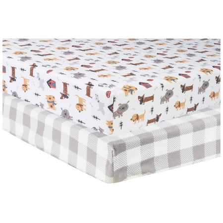 UPC: 0846216065590 | Trend Lab Dog Park 2 Pack Flannel Playard Sheets Infant