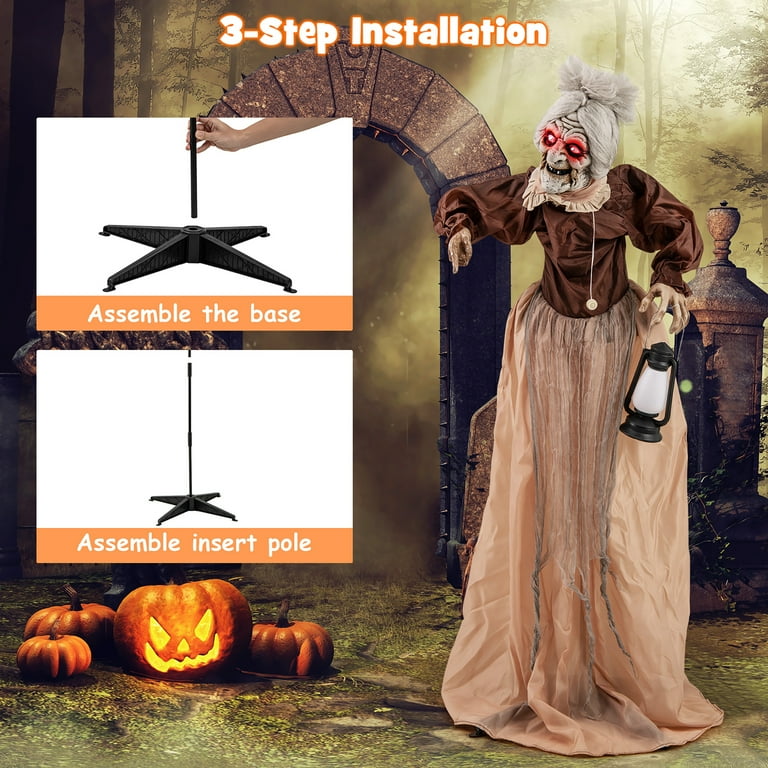 Gymax Halloween Animatronic Talking Zombie Maid in Lantern