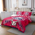 thumbnail image 3 of YST Twin Teen Boys Baseball Quilt Set for Youth,Baseball Coverlet Set,Pink Blue Gray Bedspread Set,Baseball Player Bed Cover with 1 Pillowcase,Cleveland, 3 of 4