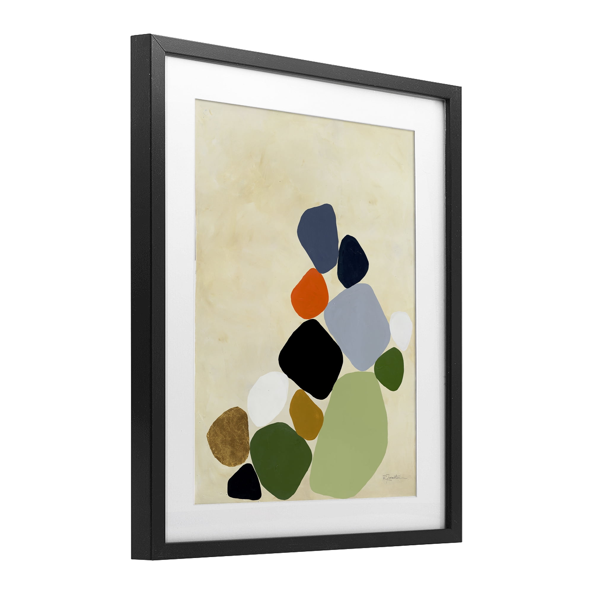 Stupell Industries Cluster of Minimal Pebbles Black Framed Print Under Glass, design by Ruth Fromstein