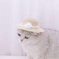 thumbnail image 6 of Lace Bow Pet Woven Hat Sun Shade Cat Hat Adjustable Sombrero For Small Dogs and Cats Beach Party Straw Costume Accessories, 6 of 6