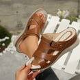 thumbnail image 6 of LOVZFMLL Wedge Sandals for Women 2025 Cut Out Cross Straps Slippers Slip On Open Toe Summer Casual Outdoor Beach Vacation Walking Slides Brown 5.5, 6 of 9
