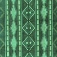 thumbnail image 1 of Ahgly Company Machine Washable Indoor Square Abstract Turquoise Blue Modern Area Rugs, 3' Square, 1 of 4