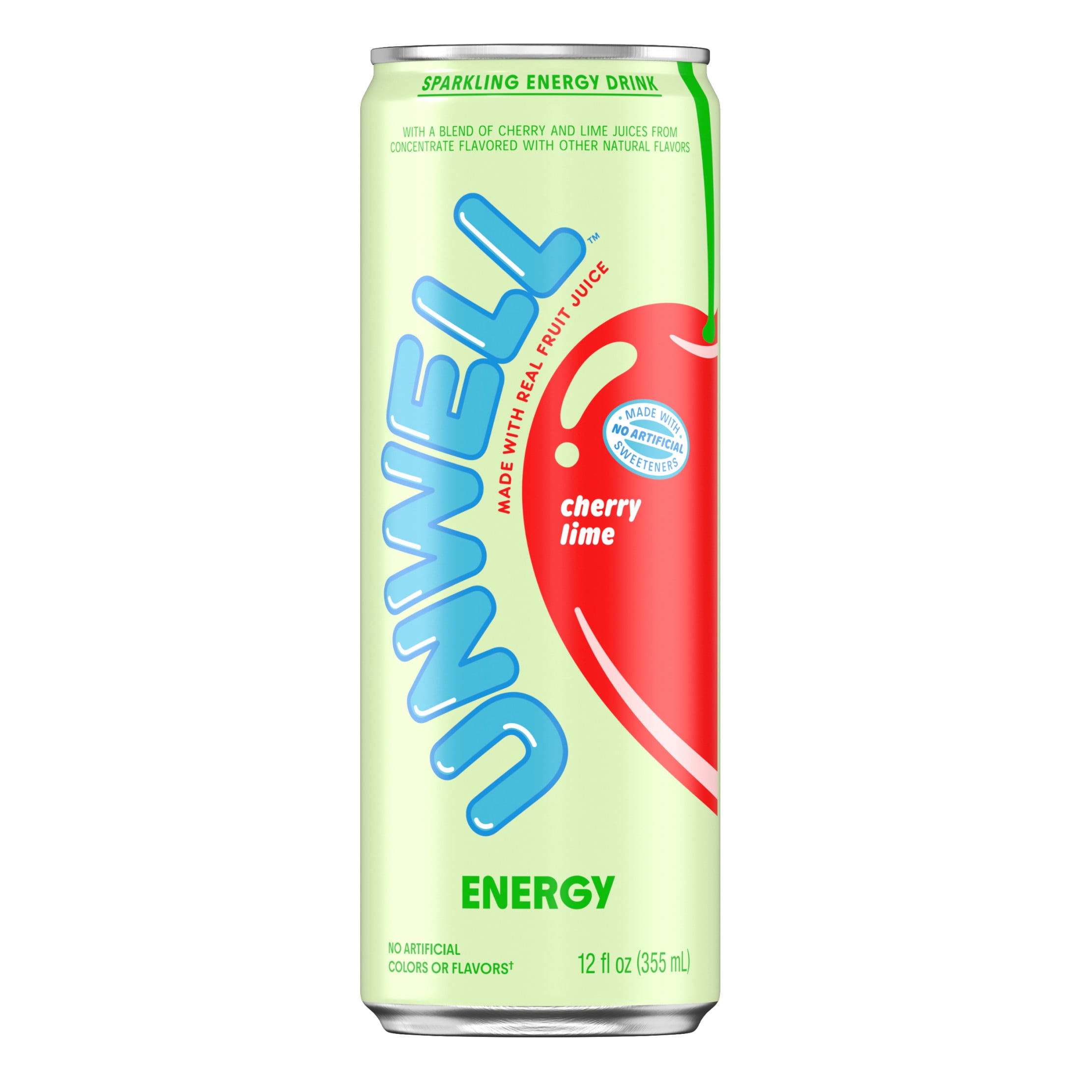 Unwell Sparkling Energy Drink, Electrolytes & Real Fruit Juice – Cherry Lime 12 fl oz
