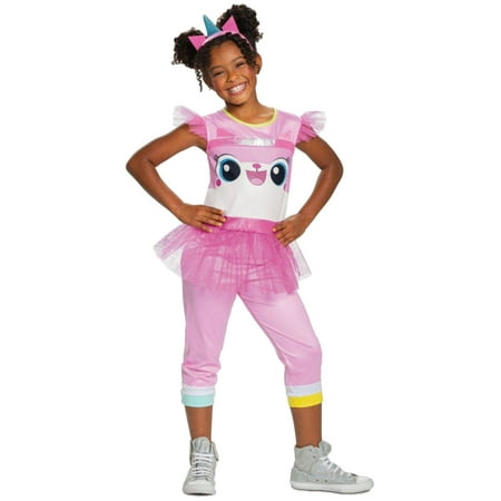 Lego Movie 2 Toddler & Girls Unikitty Pink Glitter Jumpsuit Costume L 10-12