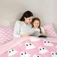 thumbnail image 5 of Manfei Kawaii Cute Ghost Full Size Comforter Sets for Kids, Sugar Halloween Style Bedding Comforter Set, Gothic Cartoon Reversible Bedding Sets, Microfiber Bedroom Decor, 3 Pieces, 5 of 8