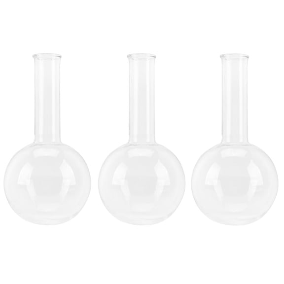 3pcs Laboratory Flask Flat Bottom Boiling Flask Transparent Science Flask 250ML