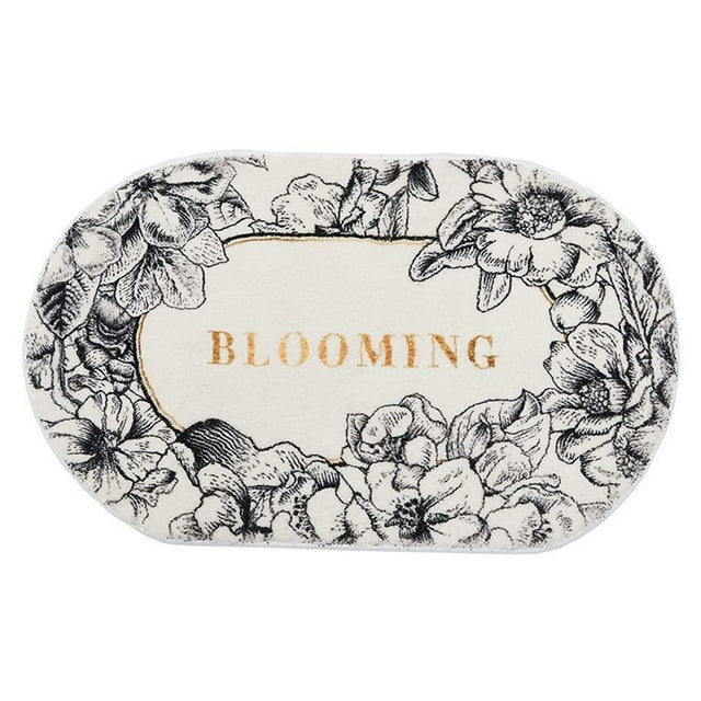 jifeng Non-Slip Floor Rug Doormat Indoor Machine Washable Dryable Effective Grip Carpet Blooming Oval