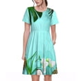 thumbnail image 1 of Easygdp Tropical Pineapple para Vestido Transpirable de Mujer, Vestido Suelto de Manga Corta con Pliegues y Bolsillos para el Verano, 1 of 6