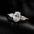 thumbnail image 2 of Diiro Oval Cut Moissanite Engagement Ring, 3 Stone Pear Side Stones, 14K Vermeil Yellow Gold Promise Ring for Women, Wedding Bridal Ring, 2 of 5