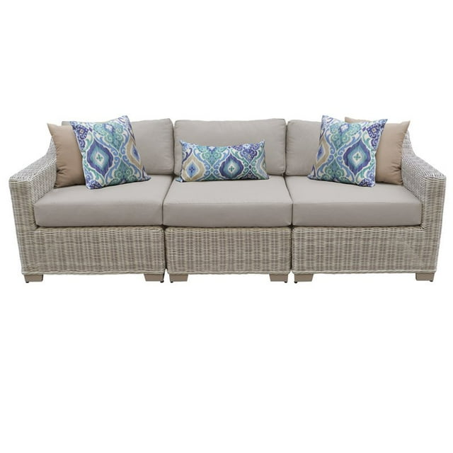 Coast 3 Piece Outdoor Wicker Patio Furniture Set in Beige