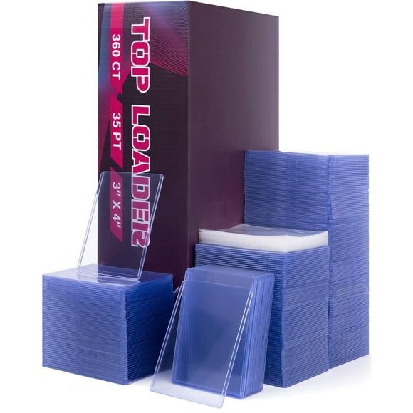 Top Loader for Cards 720 ct, 35 PT Premium 360 Top Loader and 360 Clear Soft Sleeves, Thick Hard Plastic Card Sleeves, 3" x 4" Trading Cards Protector for Game Cards, Sports Cards, Trading Cards