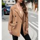 thumbnail image 5 of Mujeres traje abrigo muesca collar doble breasted solapa bolsillo rejilla patrón moda traje abrigo caqui XL, 5 of 8