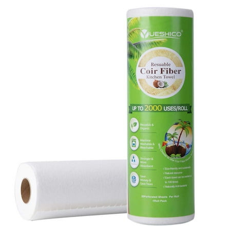 MEETCO Reusable Paper Towels - Sustainable Coir Fiber Unpaper Towels - Organic Super Strong Durable and Absorbent Washable Kitchen Paper Towels - Eco Friendly, Biodegradable - 1 Rolls, 20 Sheets