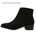 thumbnail image 2 of City Classified Women's Faux Suede Pointy Toe Stacked Block Heel Ankle Boot, Black Imsu ,  8 M US, 2 of 6