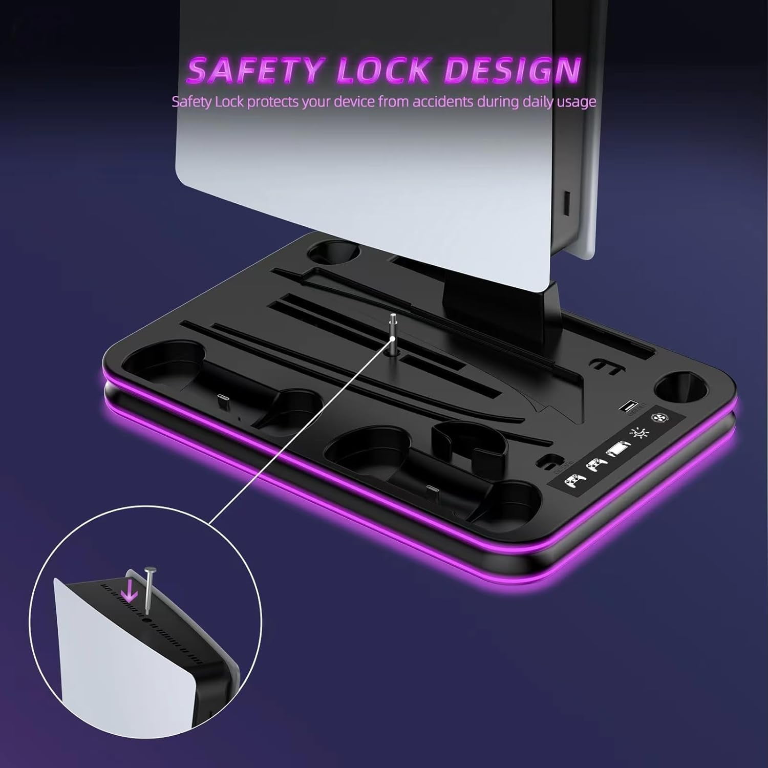 Uberwith for PlayStation Portal Charger, for PS5 Stand and Cooling Station with RGB LED Controller Charging Dock Accessories, for PS5 Edge Controller and PS Portal Charger, Headset and Remote Holders