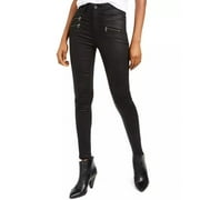 Kendall + Kylie Woemn's Coated Zipper-Pocket Skinny Jeans Black Size 26