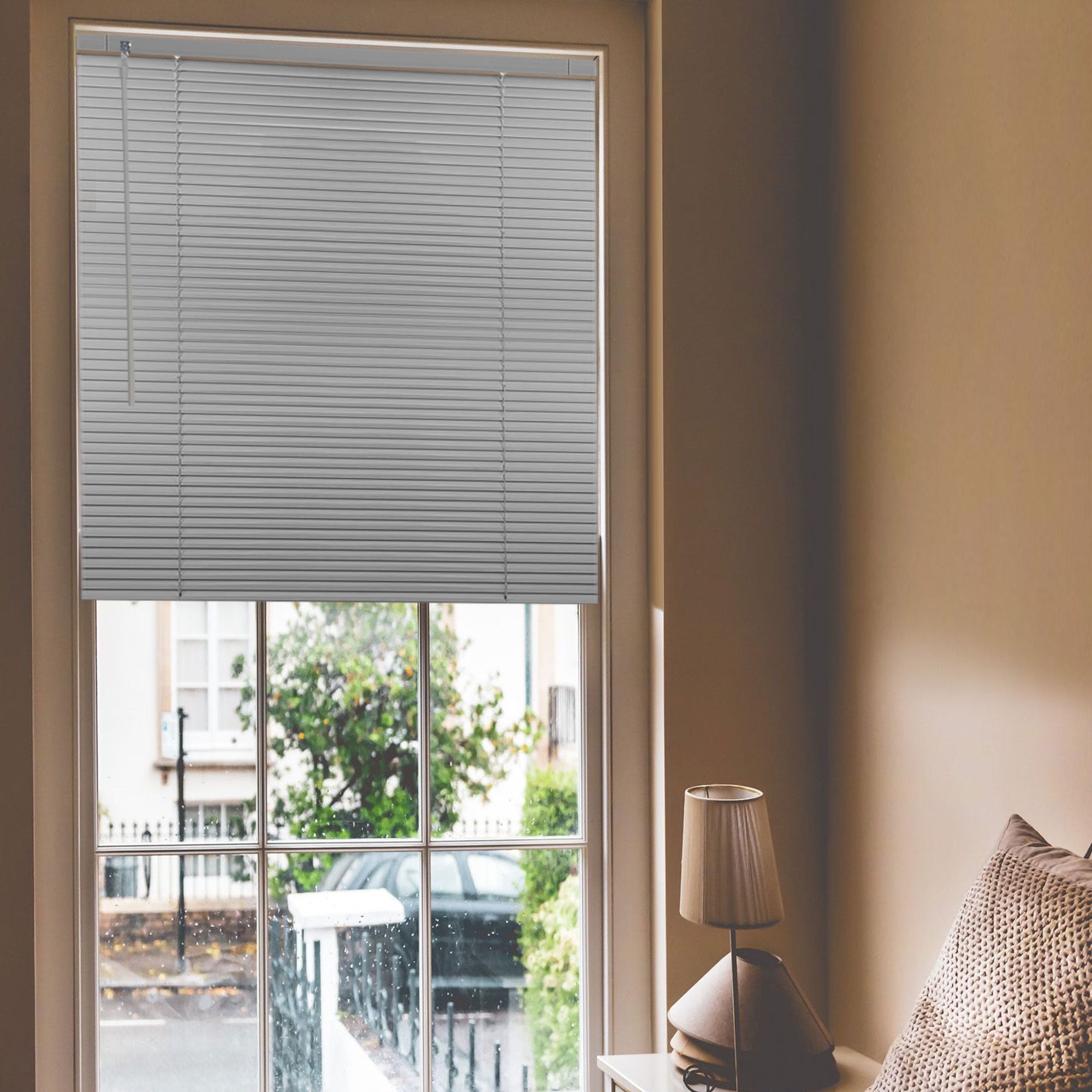 No Tool Cordless Horizontal Window Blinds - Easy Install, Waterproof & Kitchen-Friendly, Perfect for Bathroom, Rental, Nursery & Office-Grey-19"W x 60"L-Custom Size