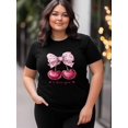 thumbnail image 4 of Women's T-Shirt,Short Sleeve Tee Shirts Casual Tops Valentine's Day Cherry Bow Crewneck T Shirt for Women, 4 of 8