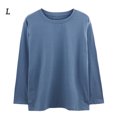 thumbnail image 1 of Camiseta de mujer Blusa suelta de manga larga de color sólido Blusa tipo sudadera, Azul, L Yuarrent AP001130-22, 1 of 7
