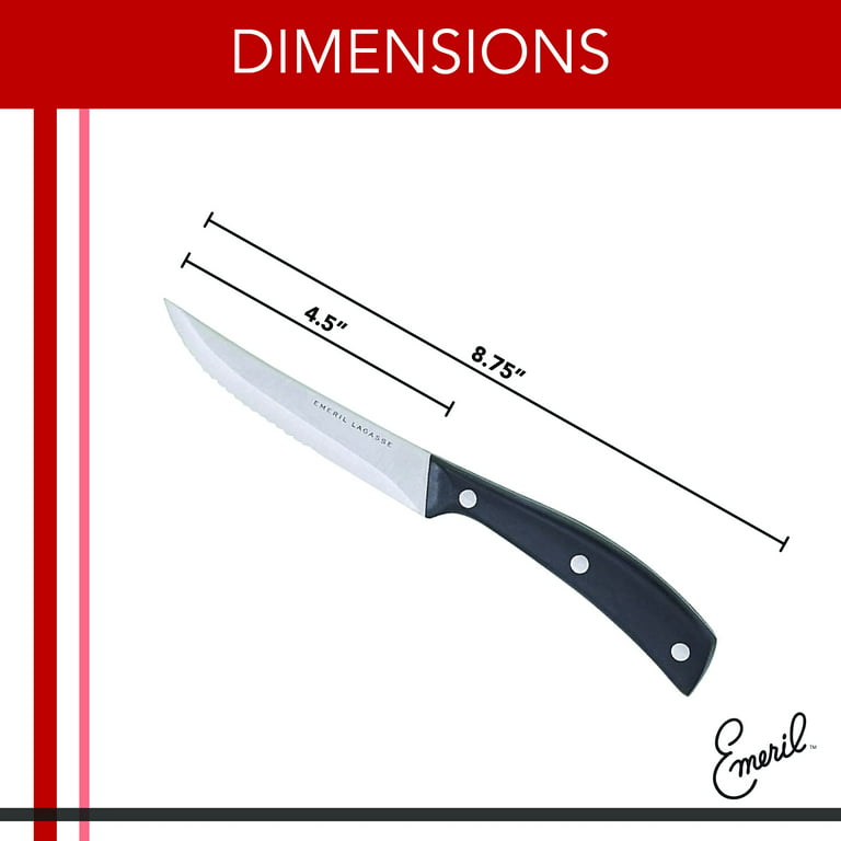 Emeril Lagasse Steak Knife Set of 8, 4.5” Stainless Steel Serrated