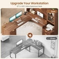 thumbnail image 3 of 67" x 65" L Shaped Computer Desk with 3 Drawers and Storage Cabinet, Fluted Corner Office Desk with Hutch and RGB LED Lights, 3 of 7