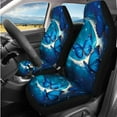 thumbnail image 4 of Pzuqiu 14 Pcs Front Rear Car Seat Cover Steering Wheel Seat Belt Headrest Coasters Center Console Pad Keychain Automotive Seat Cover Accessories Decor Gift for Women Blue Butterfly Moon, 4 of 7
