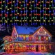 thumbnail image 3 of Decoración navideña de Ramadán 2023 para el hogar, exterior, impermeable, cortina LED, guirnalda de luces de carámbanos, guirnalda de calle para la casa, invierno, 3 of 5