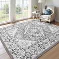 thumbnail image 3 of Reepow 8x10 Washable Vintage Boho Soft Non-Slip Low Pile Area Rug for Living Room Office Dining Room,Floral Grey, 3 of 9