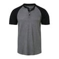 thumbnail image 3 of IYTR Mens Athletic Shirts Fashion Casual Comfy Summer Patchwork Short Sleeve T Shirts Outdoor Fitness Sport T Shirts Button Down Round Neck Dark Gray XXL, 3 of 6