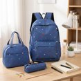 thumbnail image 3 of HUISZJ 3Pcs Strawberry Printed School Backpack, Students Bookbags Set with Lunch Box, Cute Daypack Bag Set for Women College (Dark Blue), 3 of 9