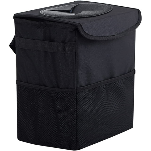 Bote de basura negro JanHm para automóvil con tapa plegable impermeable