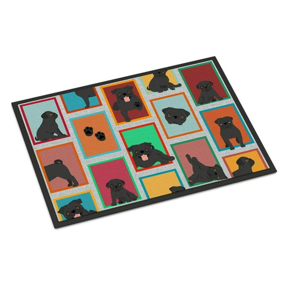 Lots of Black Pug Indoor or Outdoor Mat 18x27 27 in x 18 in