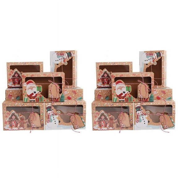 2X Christmas Cookie Boxes with Window, Holiday Cookie Boxes for Gift Giving, Pastry, Candy, Favors,Christmas Boxes