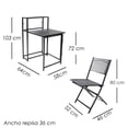 thumbnail image 2 of Ilios Innova | Set Terraza Plegable Mesa y 2 Sillas, Desayunador Metálico Textileno Resistente, Color Negro, Diseño Moderno Dos Niveles, 2 of 9