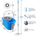thumbnail image 2 of Spin Mop and Bucket with Wringer Set, 3 Washable Microfiber Pads Included for Floor Cleaning, Adjustable Stainless Steel Handle, Easy Moving with Wheels, Blue, 2 of 7