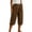 Brown, variant on Lmueinov Women's 100% Cotton Drawstring Elastic Waist Capri Wide Leg Pants, Loose Casual Rolled Hem Cropped Trousers with Pockets S-2XL