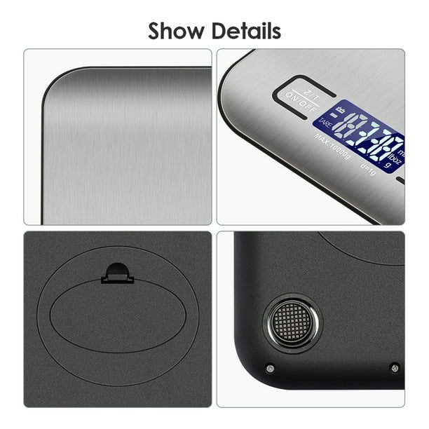 Kitchen Scale Digital Food Scale 22Lbs Baking Gram Scale in Ultra Refined Stainless Steel 4 Units g lb oz ml Walmart