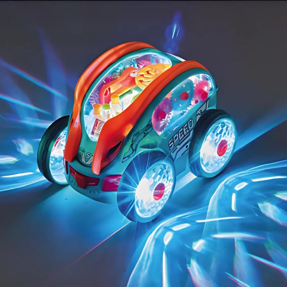 Piegricdiat Speedlite Coche Dinámico con Engranajes y Luces LED Coche de Juguete Luminoso Transparente para niños Coches de Juguete Bump And Go con Engranajes móviles de Colores Adecuado para niños de