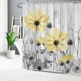 thumbnail image 2 of Yellow Flower Shower Curtain, Vintage Watercolor Floral on Grey Wooden Planks Bathroom Shower Curtain Plant Leaves Polyester Fabric Shower Curtain Home Decor with 12 Hooks, 72X78 inches, 2 of 6