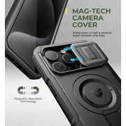 Dexnor for iPhone 15 Pro Max Case with Slide Camera Cover & Adjustable Kickstand & Built-in Screen Protector,Compatible with MagSafe Shockproof Bumper Heavy-Duty Magnetic Protective Cover,Black