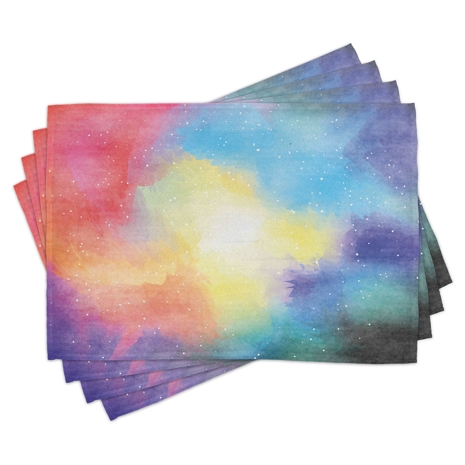 Ambesonne Outer Space Place Mats Set of 4, Watercolor Nebula, Standard ...