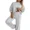 Light Gray, variant on ChicMe Two Piece Sets for Women Side Zip Lounge Outfit Solid Color Off the Shoulder Long Sleeve Pullover Tops with Wide Leg Pants Set Tracksuit Light Gray-L