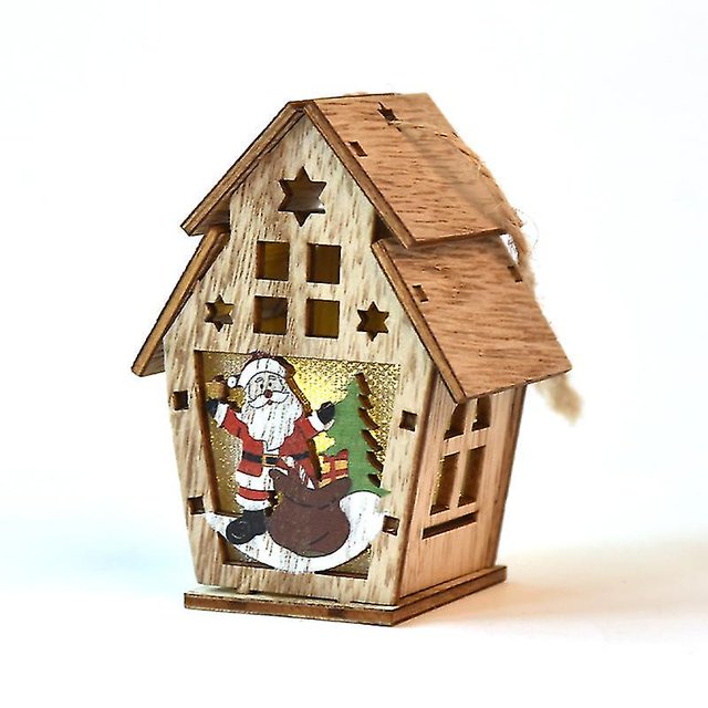 Cabina luminosa, casa de nieve, decoraciones navideñas de madera Diy, decoración de árbol de Navidad